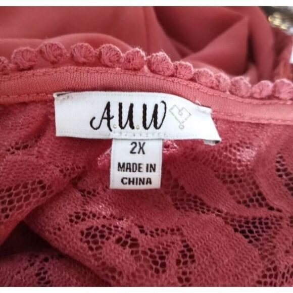 A.U.W. ROSE/PINK SHIFT DRESS SZ.2X EUC - Picture 6 of 8